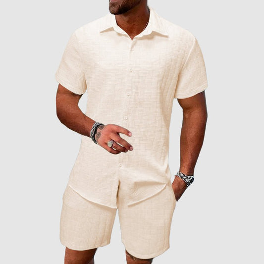 Kurzärmliges Herren-Jacquard-Set zweiteilig