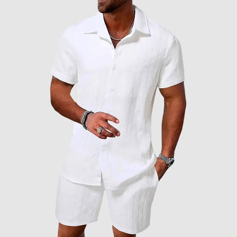 Kurzärmliges Herren-Jacquard-Set zweiteilig