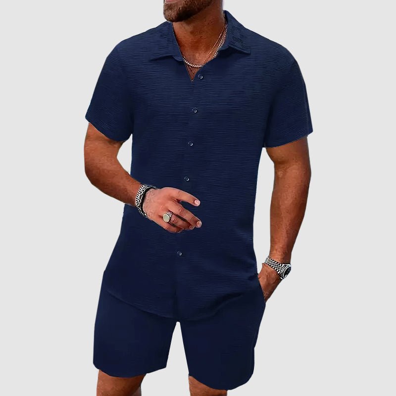 Kurzärmliges Herren-Jacquard-Set zweiteilig