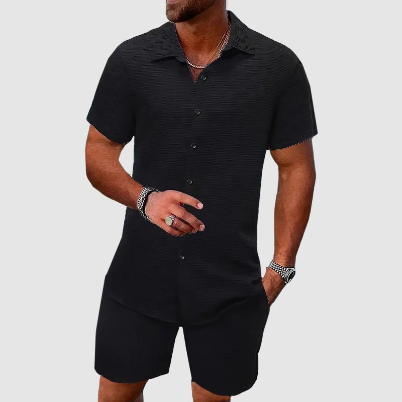 Kurzärmliges Herren-Jacquard-Set zweiteilig