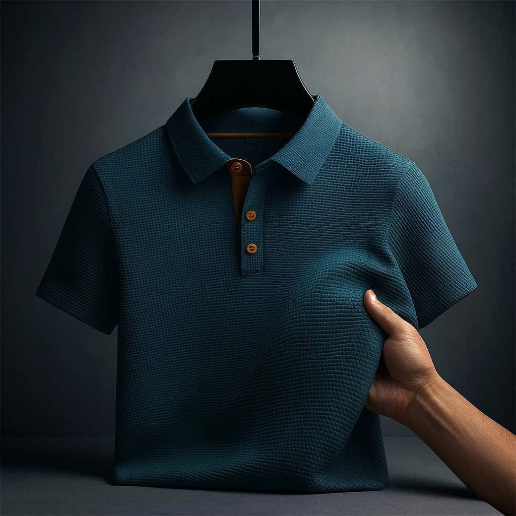 Strukturiertes Kurzarm-Poloshirt für Herren