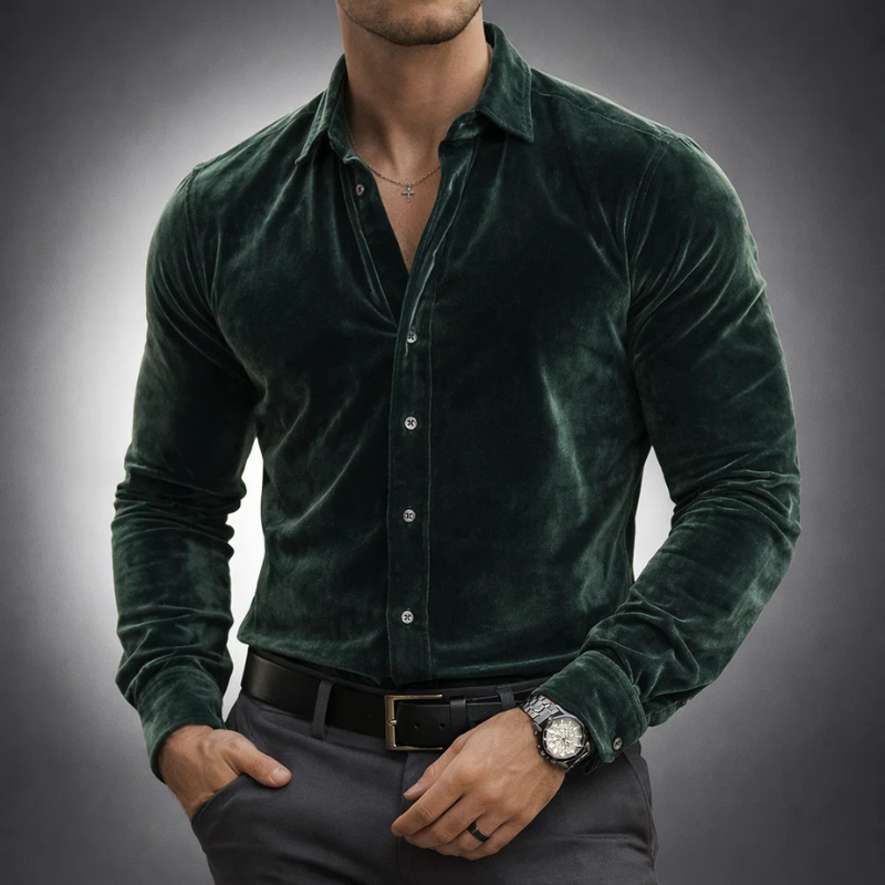 Slim Fit Samthemd für Herren