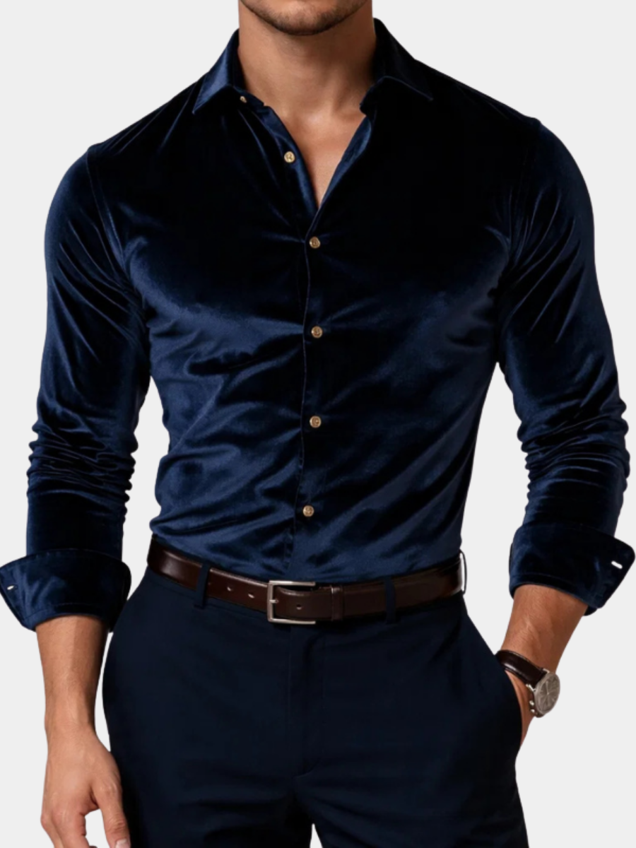 Slim Fit Samthemd für Herren
