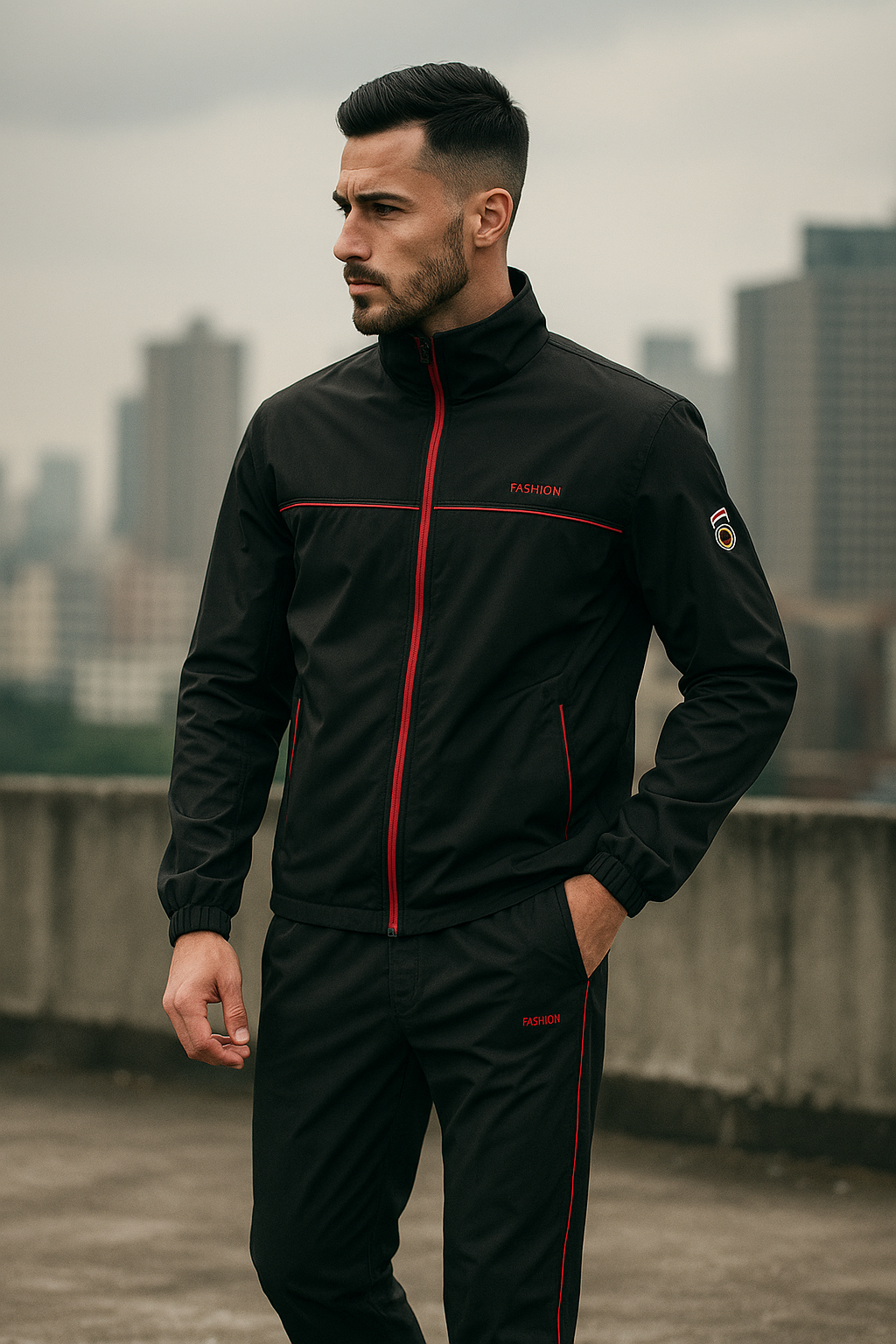 Sportliches Herren-Trainingsanzug-Set mit Tweed-Muster