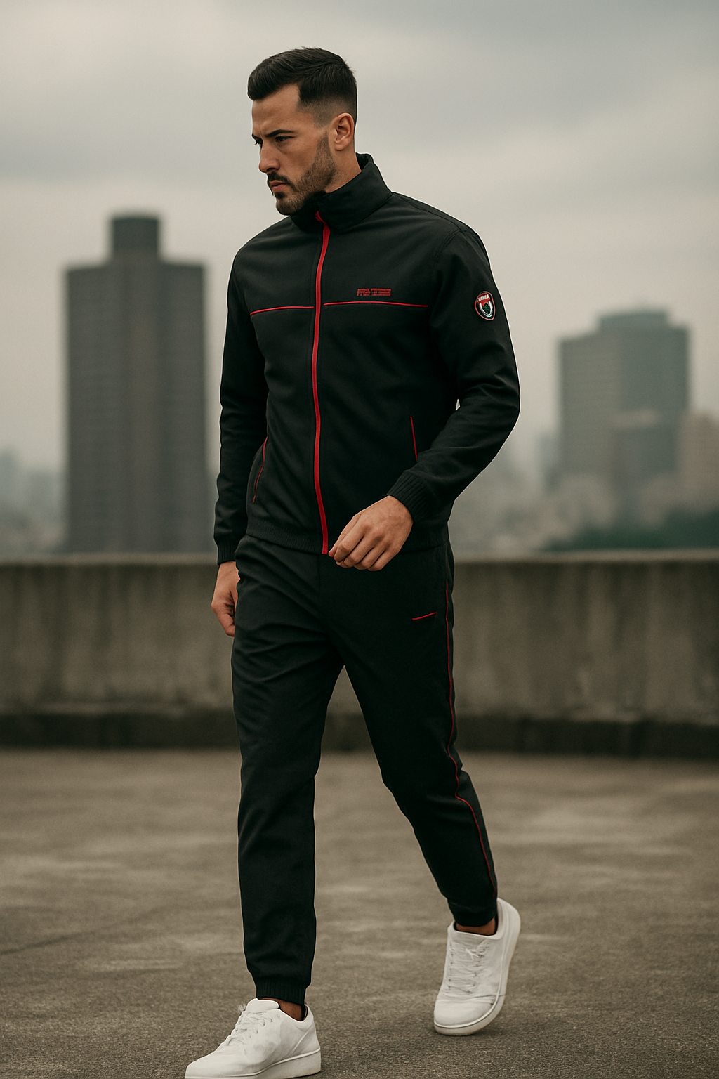 Sportliches Herren-Trainingsanzug-Set mit Tweed-Muster
