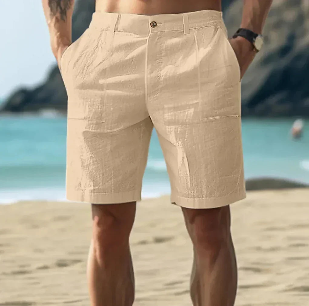 Herren-Leinenshorts mit Kordelzug