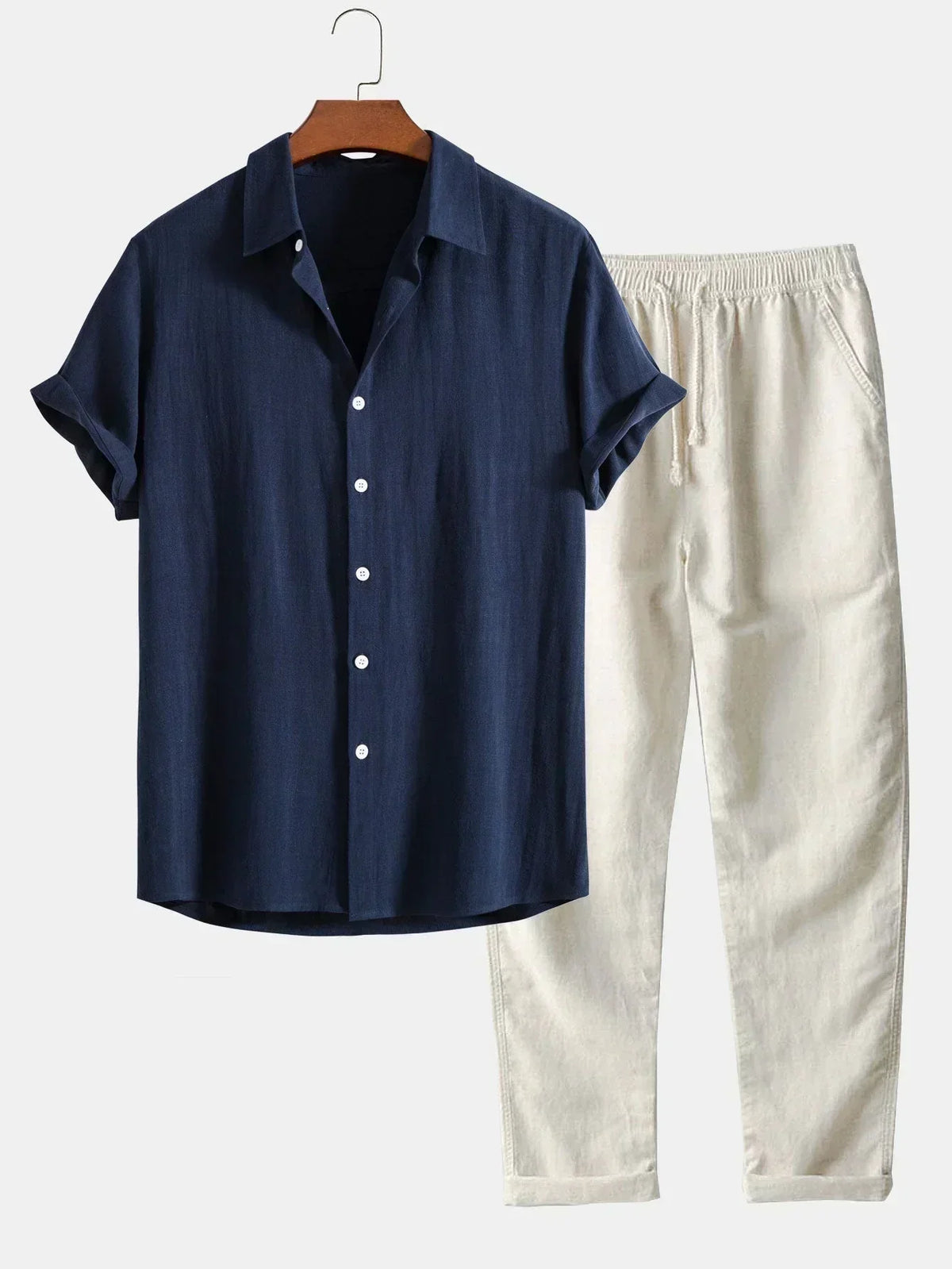 Herren Leinenhemd und Schnürhose Set