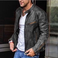 Wasserdichte Herren-Lederjacke mit Reissverschluss-Detail