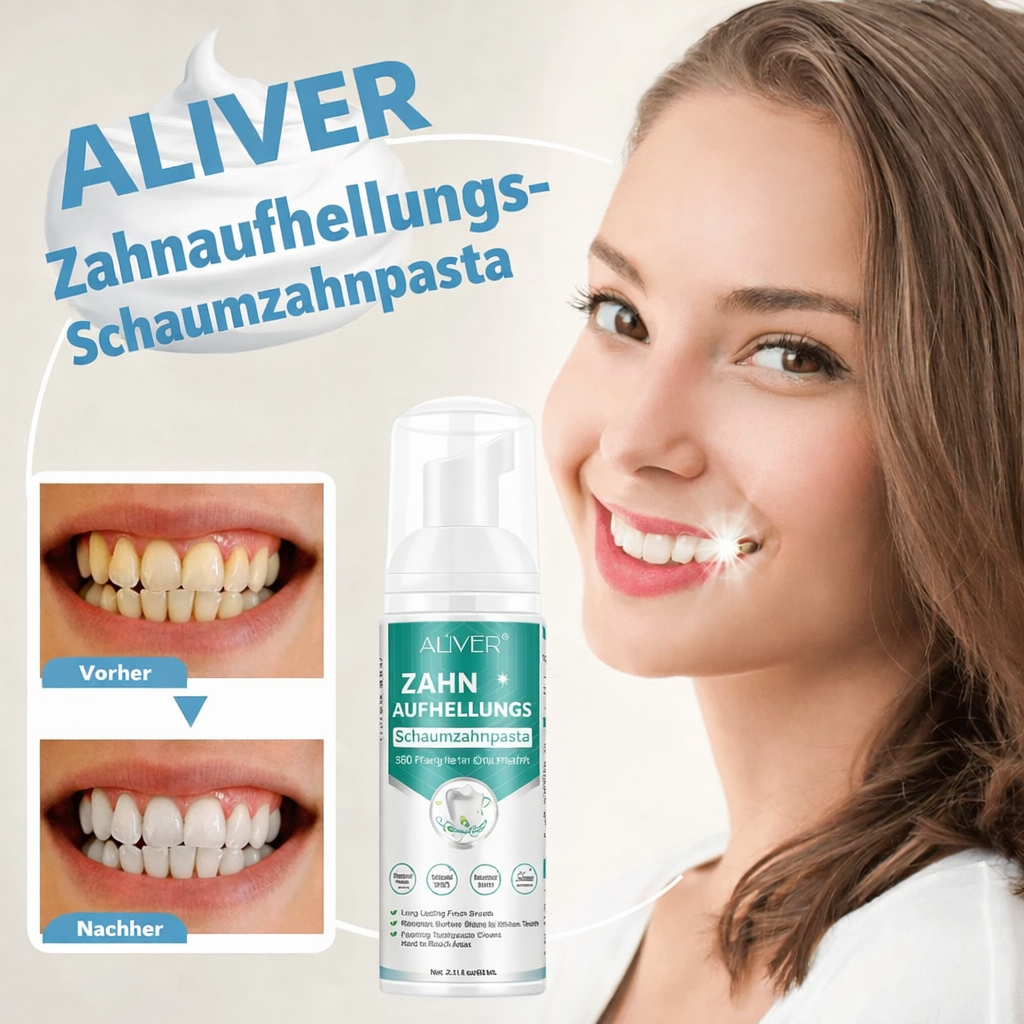 Zahnaufhellung | Aufhellender Zahnpastaschaum | Entfernt Flecken