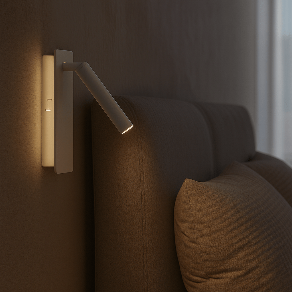 Drehbare LED-Lampe für flexibel einstellbare Bettbeleuchtung