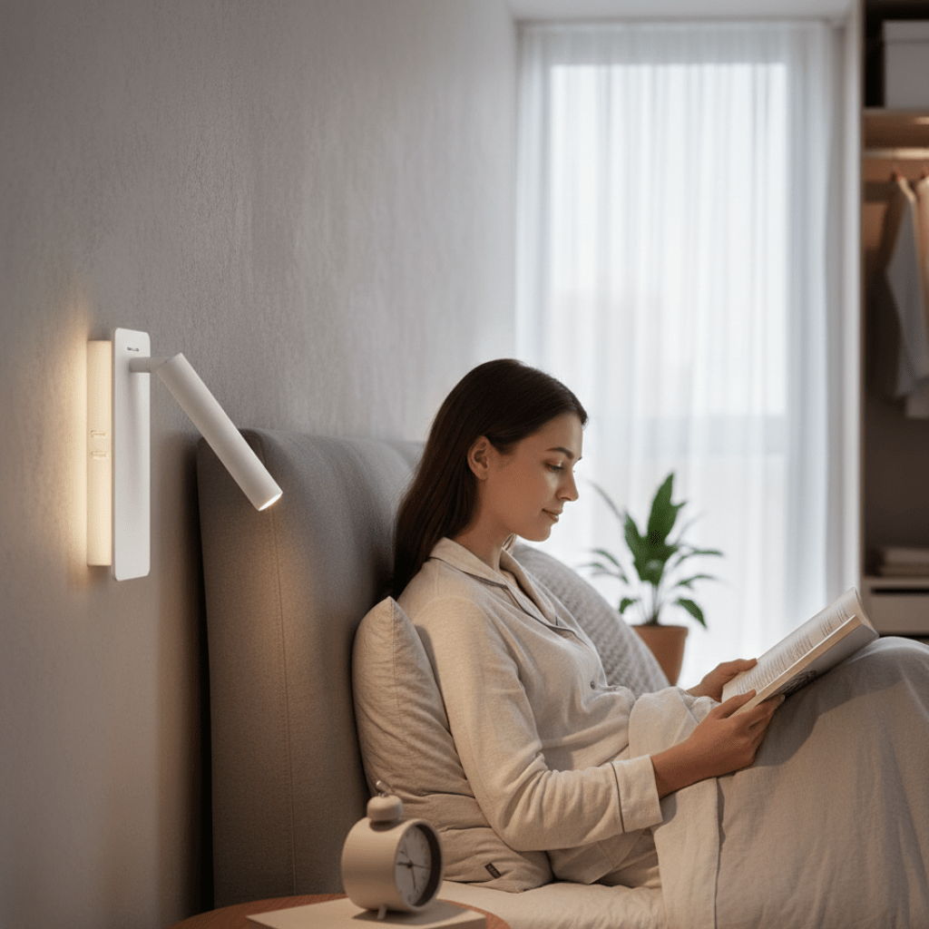Drehbare LED-Lampe für flexibel einstellbare Bettbeleuchtung