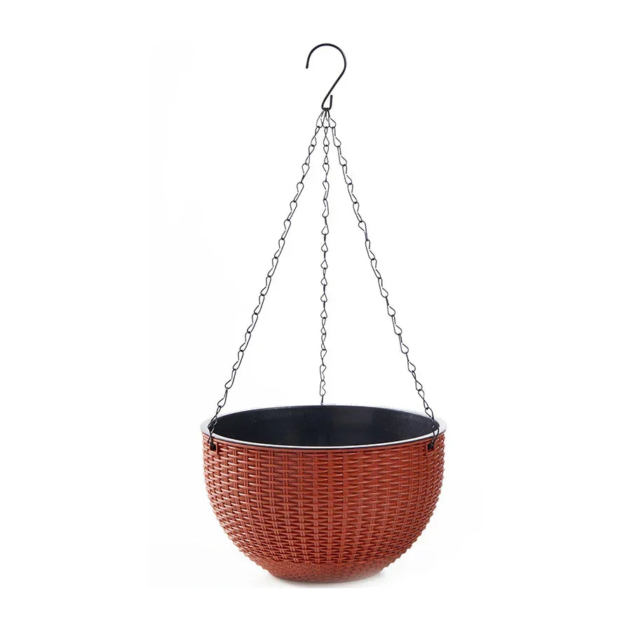 Hängetopf | Europäischer Stil | Muschelmuster und Rattan-Optik | Für Garten, Balkon und Innenbereich