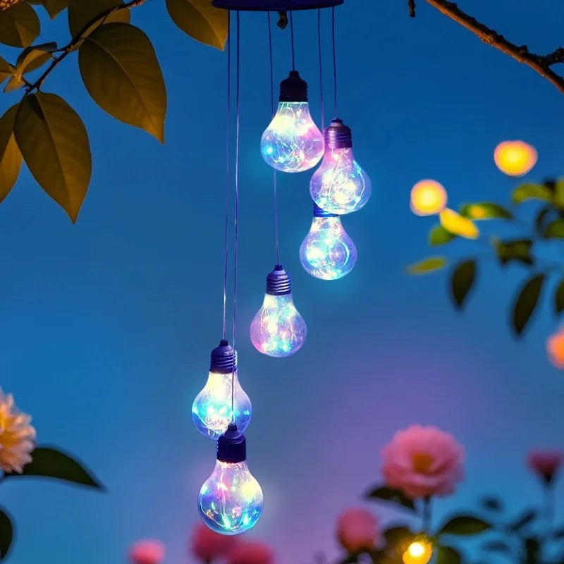 Hängende Solar-Gartenlichtdekoration mit Windspiel