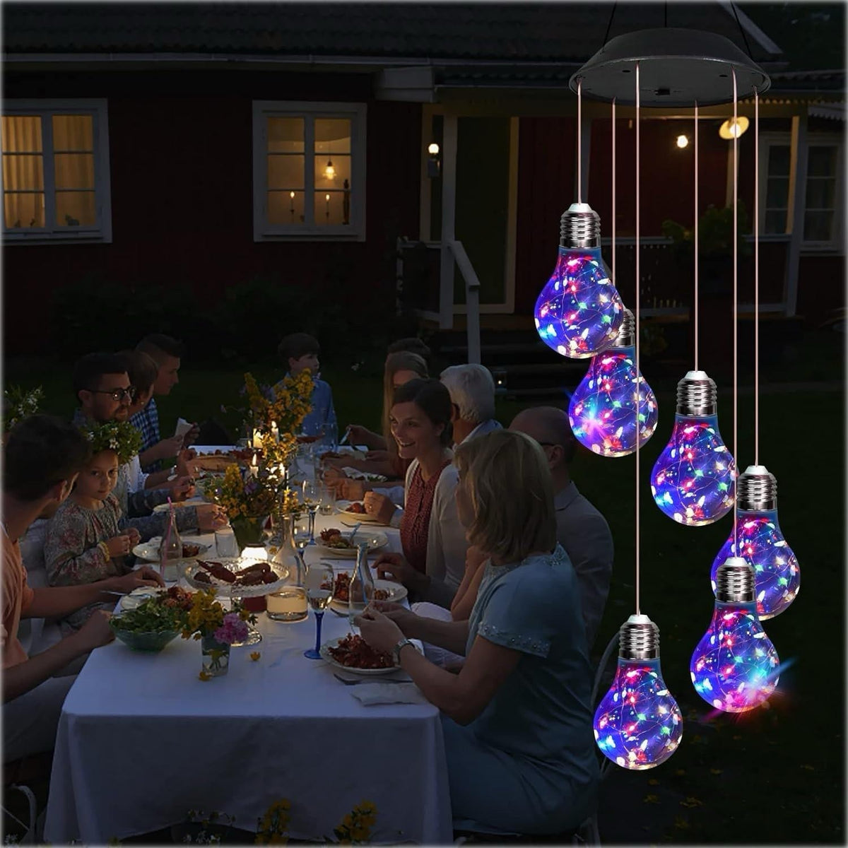 Hängende Solar-Gartenlichtdekoration mit Windspiel