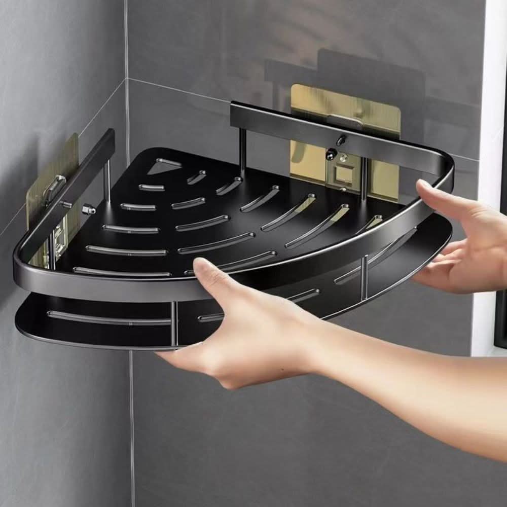 Ohne Bohren montierbares Aluminium-Eckregal für das Badezimmer
