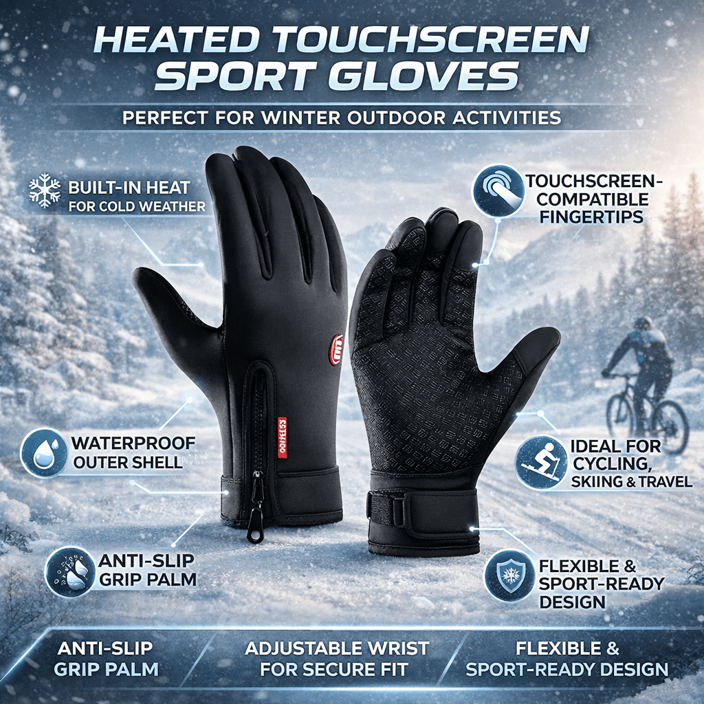 Beheizbare Winter-Velo- und Skihandschuhe mit Touchscreen-Beschichtung