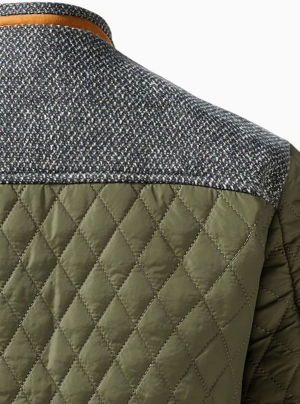 Gefütterte Herren-Steppjacke mit Stehkragen und Druckknopfleiste