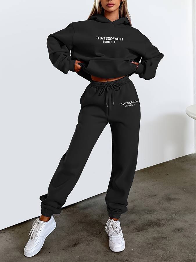 Gemütliches Damen-Athleisure-Set aus Hoodie und Jogginghose