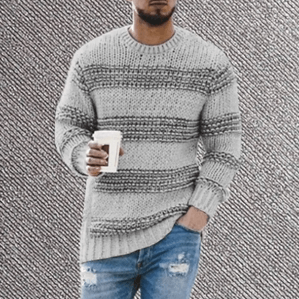 Gestreifter Herrenpullover mit Rundhalsausschnitt