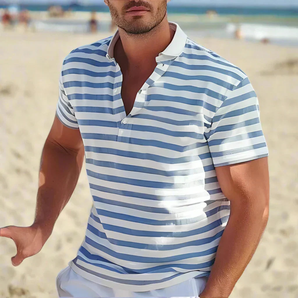 Gestreiftes Herren-Poloshirt mit offenem Kragen
