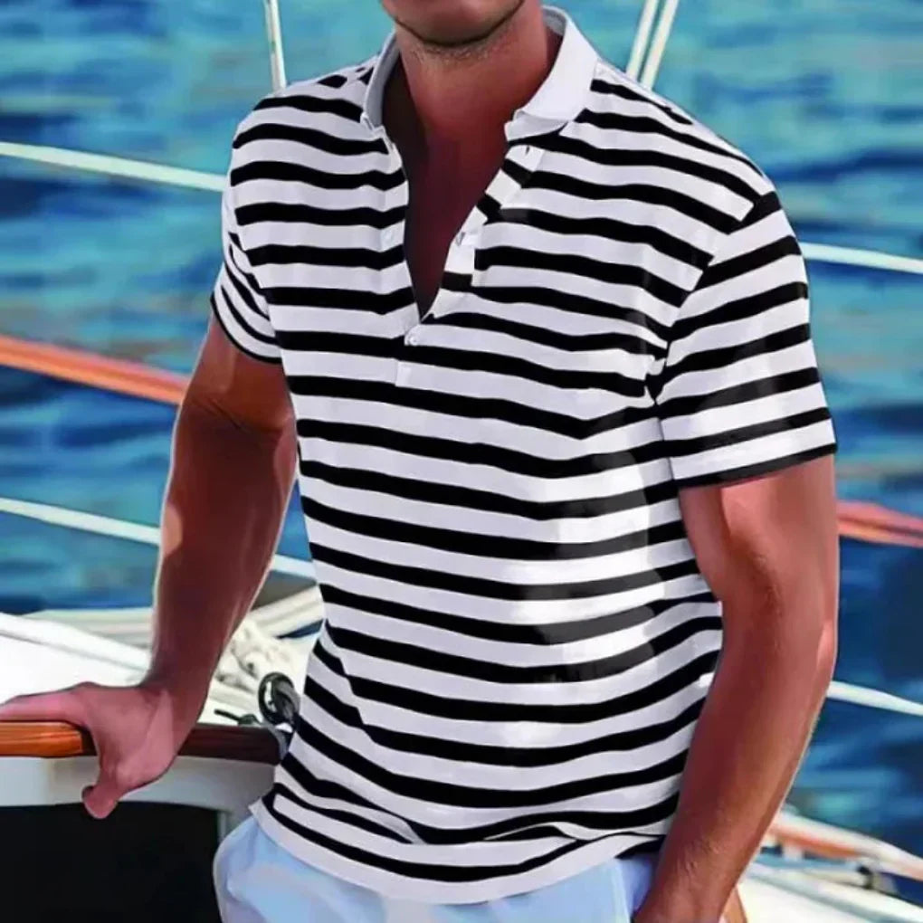 Gestreiftes Herren-Poloshirt mit offenem Kragen