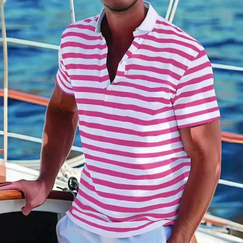 Gestreiftes Herren-Poloshirt mit offenem Kragen