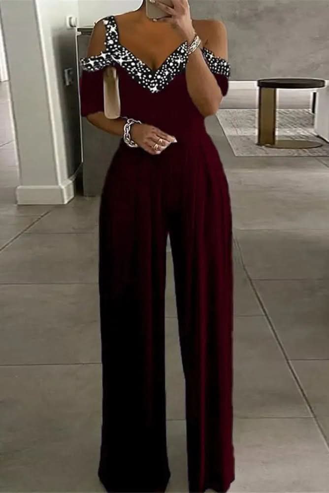 Glamouröser Damen-Jumpsuit mit Strasssteinen