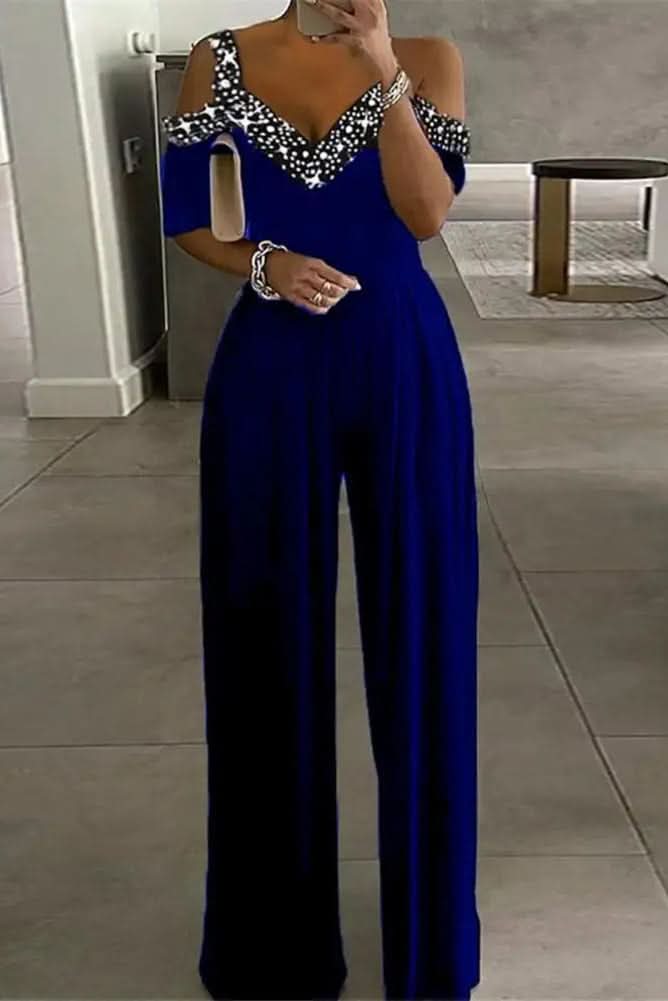 Glamouröser Damen-Jumpsuit mit Strasssteinen