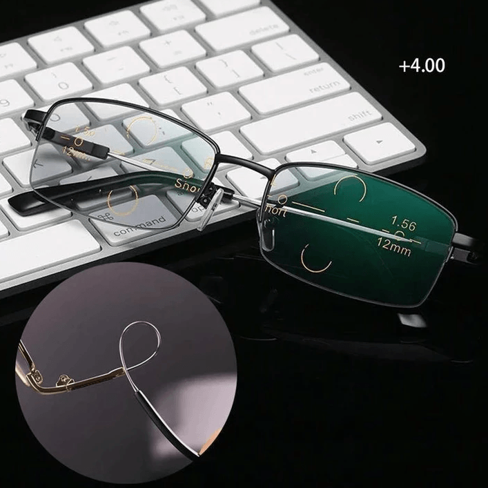 Gleitsicht-Lesebrille aus Titan für Nah und Fern