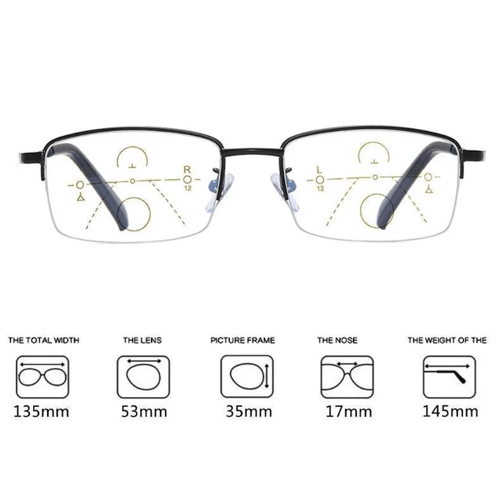 Gleitsicht-Lesebrille aus Titan für Nah und Fern
