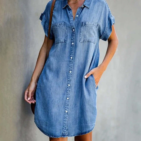 Damen-Jeans-Minikleid mit Knöpfen