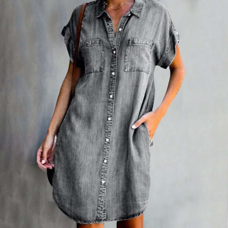 Damen-Jeans-Minikleid mit Knöpfen
