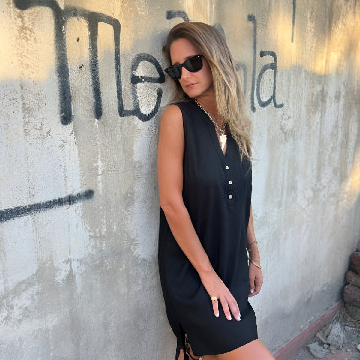 Geknöpftes Sommer-Minikleid für Damen