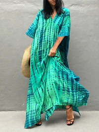 Grünes Boho-Maxikleid für Damen im lässigen Kaftan-Stil