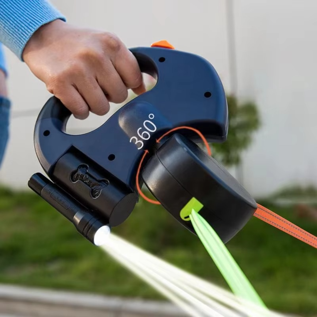 Verhedderungsfreie Doppel-Hundeleine mit LED-Licht für sichere Spaziergänge