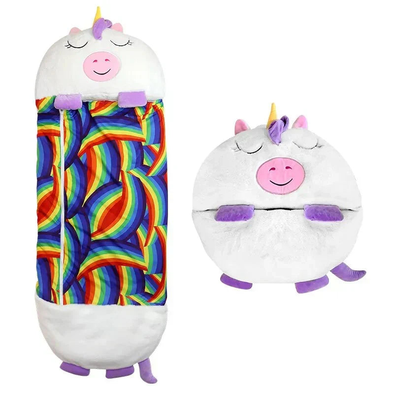 Kinder-Schlafsack und Plüschtier-Kombination - mit Tiermotiv