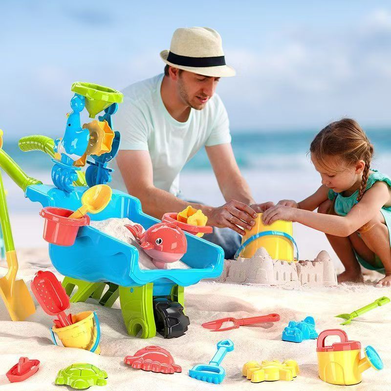 Kinder Outdoor Sandkasten- und Strand-Schubkarren-Spielset