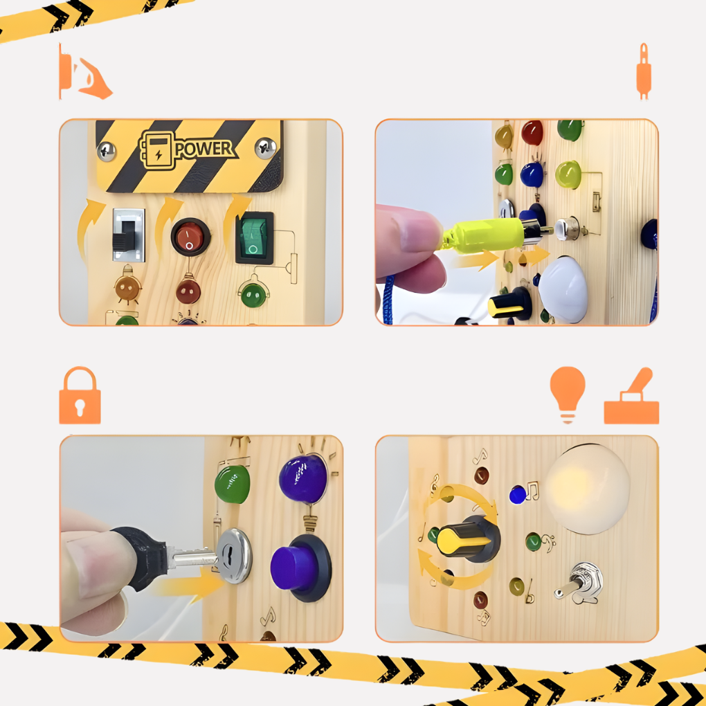 Kinder LED Busyboard Spielzeug mit Knöpfen und Schaltern