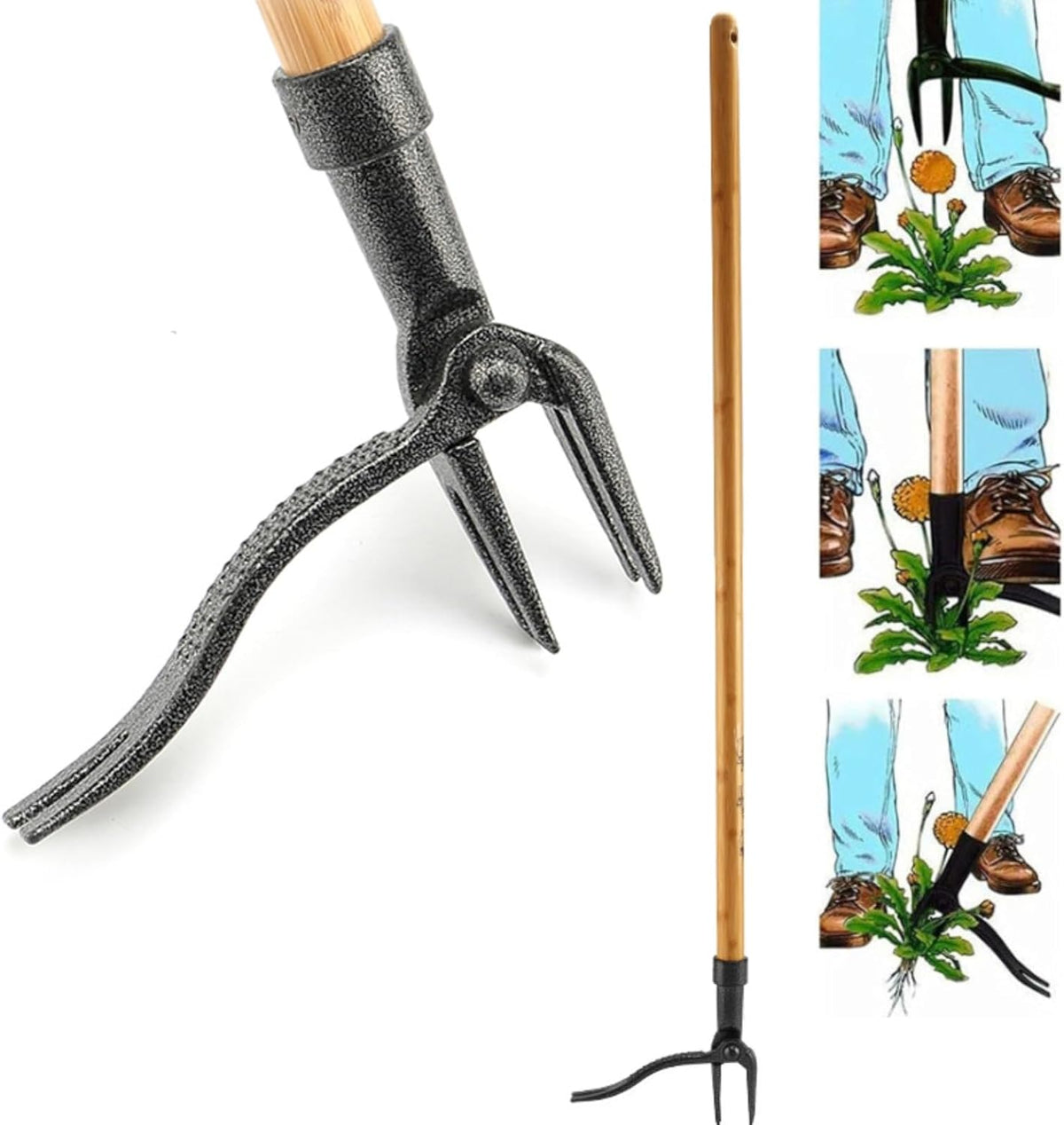 Unkrautjäter - 4-Krallen-Kopf | Robust | Gartenwerkzeug