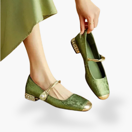 Perlenbesetzte Damen Mary Jane flache Schuhe