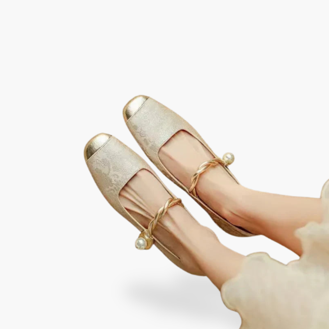 Perlenbesetzte Damen Mary Jane flache Schuhe