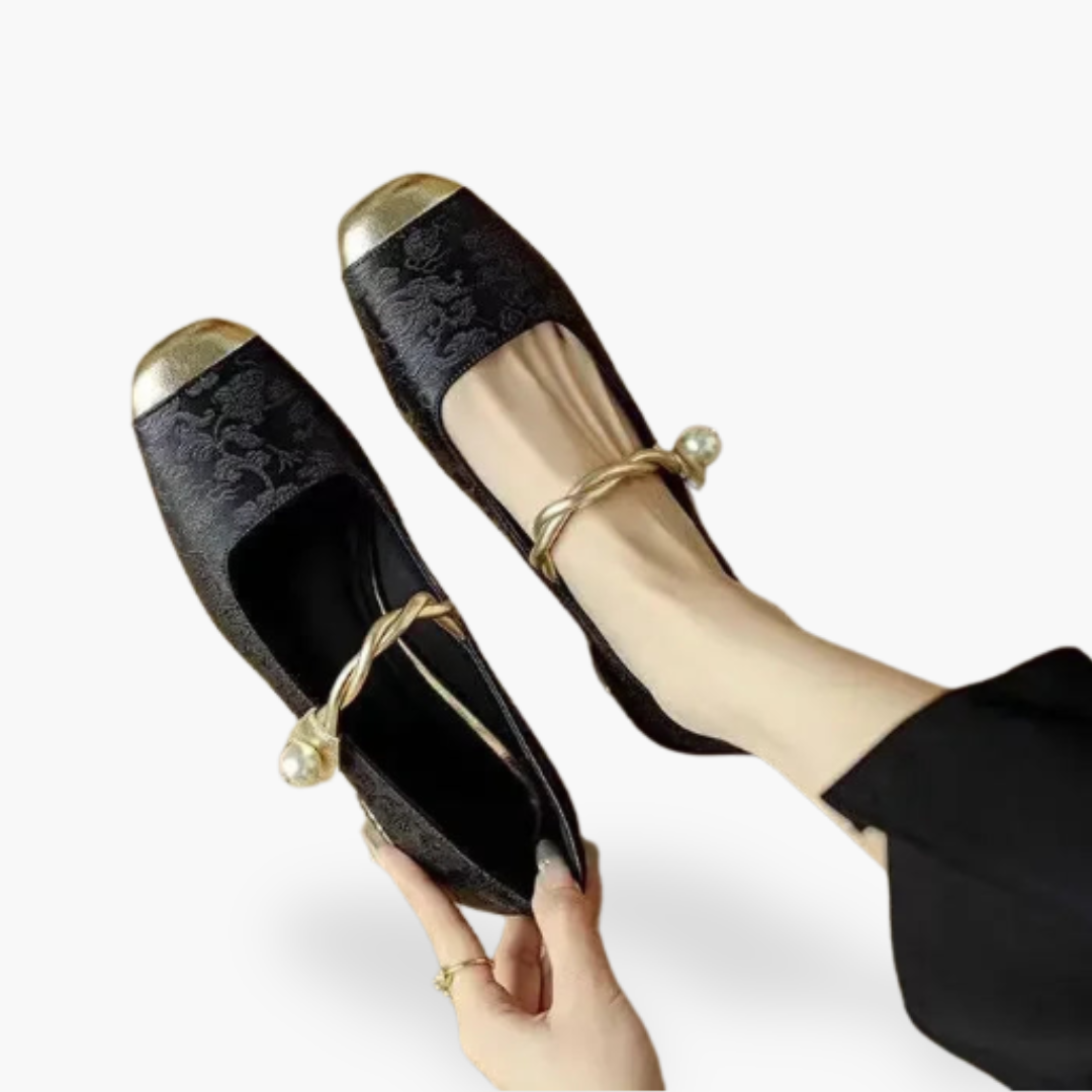 Perlenbesetzte Damen Mary Jane flache Schuhe