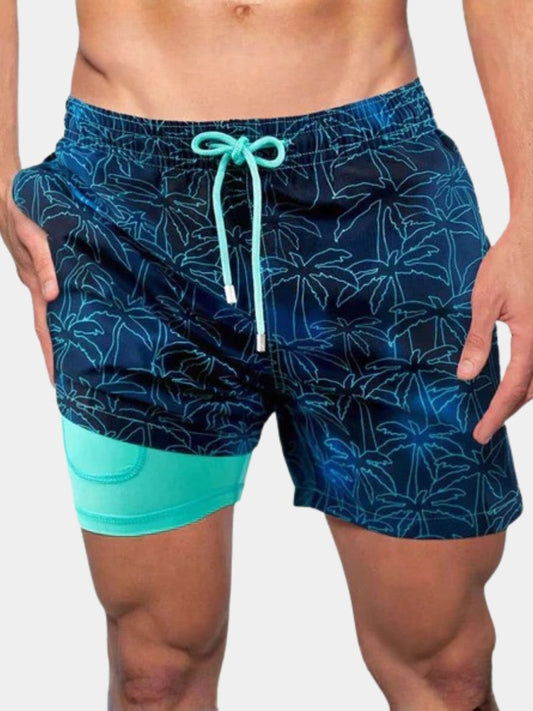 Schnelltrocknende Herren-Badehose mit Kompressions-Innenhose
