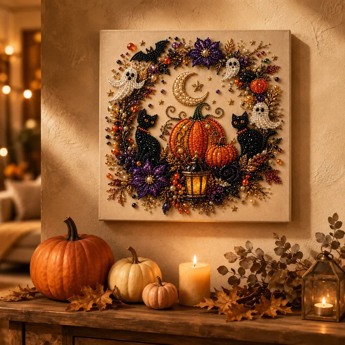 Halloween-Perlen-Bastelset, stimmungsvolles DIY-Wandbild