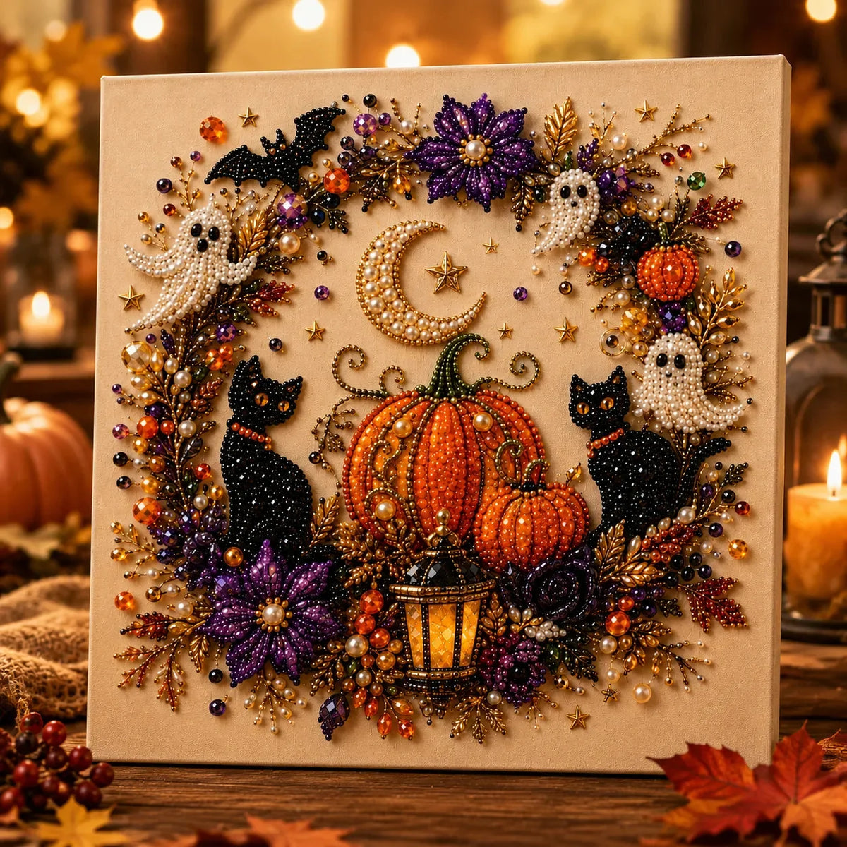 Halloween-Perlen-Bastelset, stimmungsvolles DIY-Wandbild