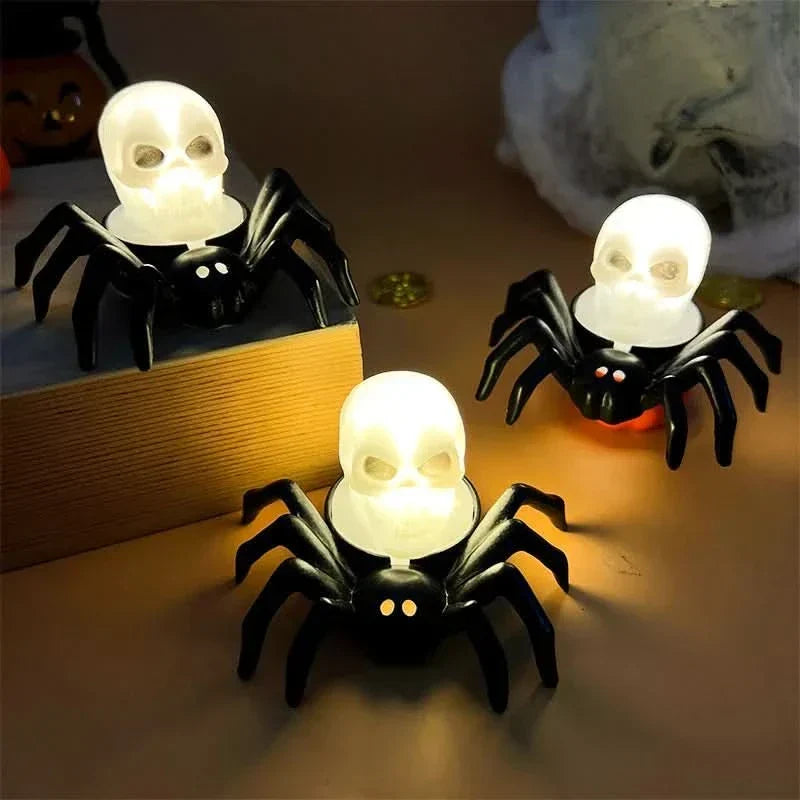 Halloween-LED-Totenkopf- und Spinnenlampe – gruselige Heimdekoration