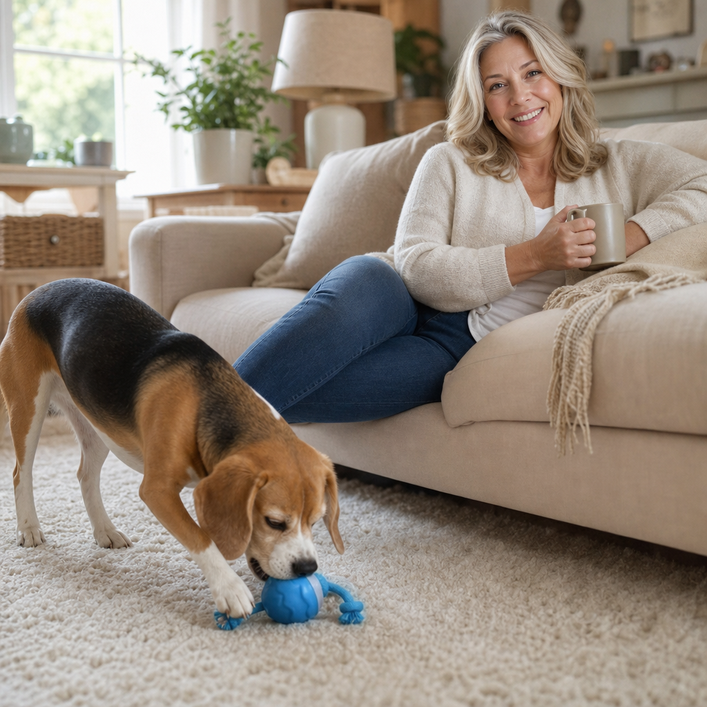 Geräuschaktivierter, interaktiver rollender Ball für Hunde