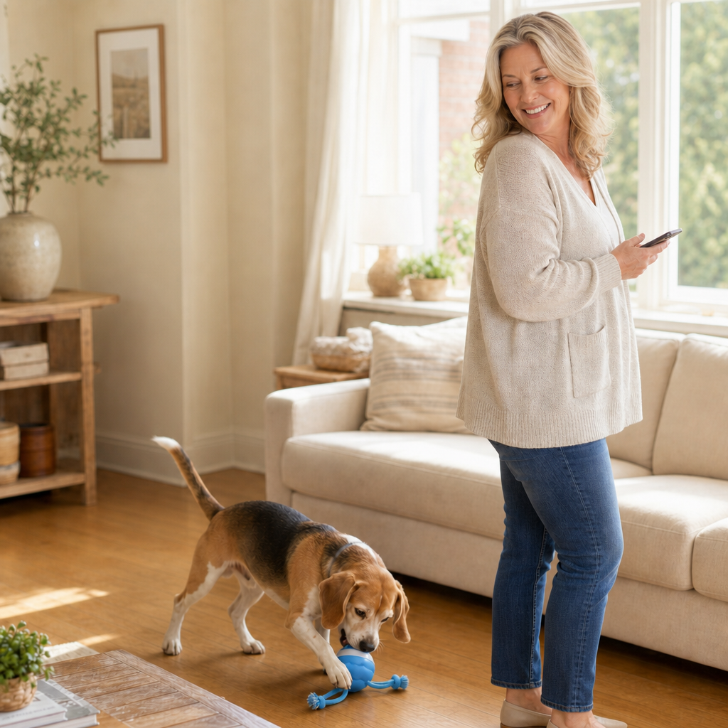 Geräuschaktivierter, interaktiver rollender Ball für Hunde
