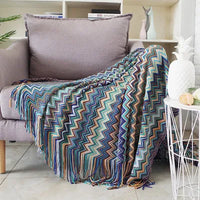 Gemütliche bunte Boho-Wohndecke für Sofa und Wohnzimmer (130x180 cm)
