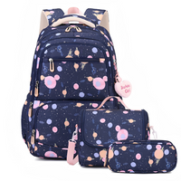 Dreiteiliger Schulrucksack mit Cartoon-Muster
